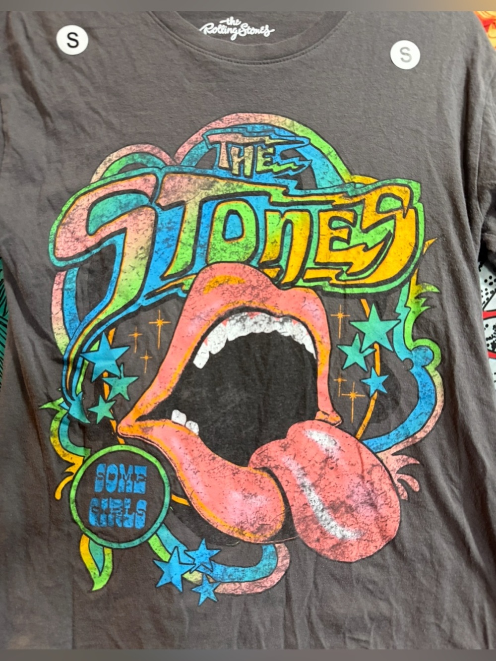 Rolling Stones Some Girls Neon Classic Logo T-Shirt Size S